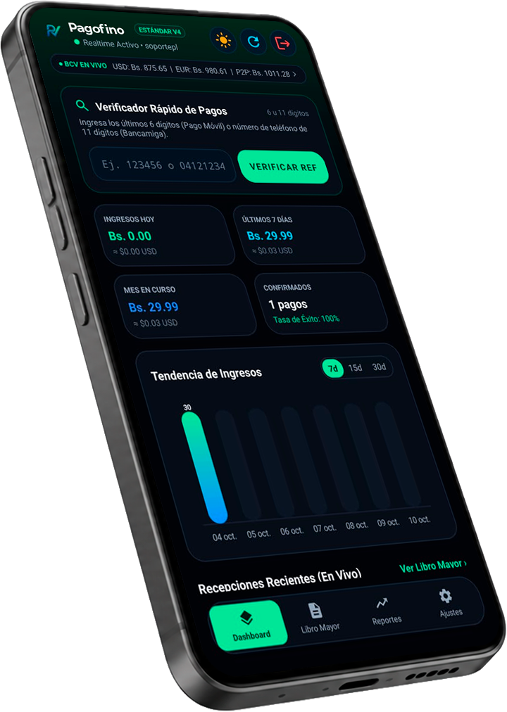 PagoListo App Móvil Modo Oscuro